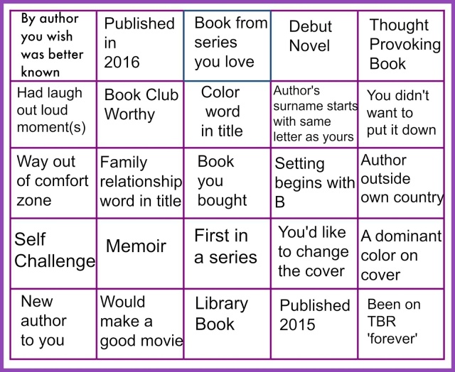 Full House Reading Challenge Grid 2016